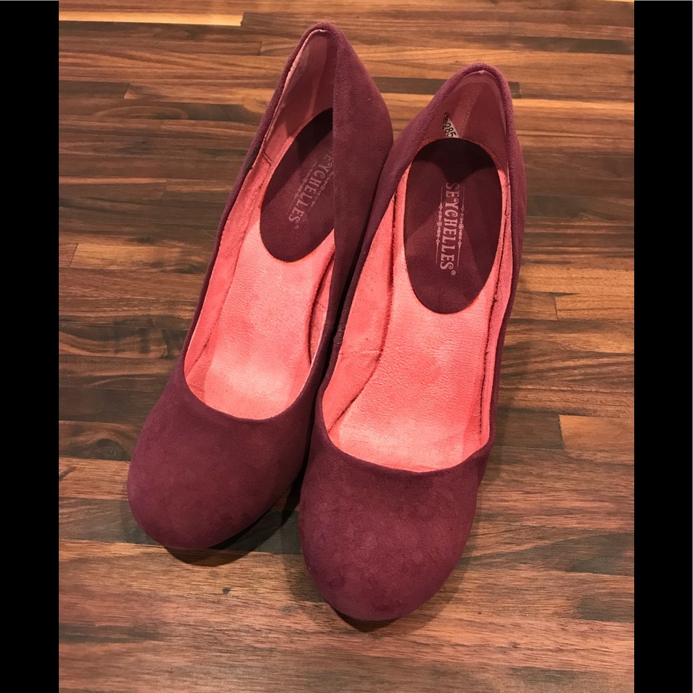 Seychelles Plum Suede Heels